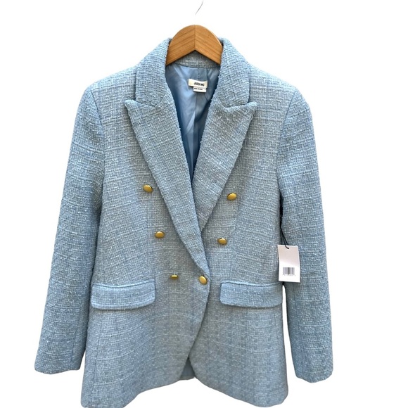Jason Wu Pastel Blue Double Breasted Tweed Jacket Gold Buttons Size S NWT - Picture 10 of 14